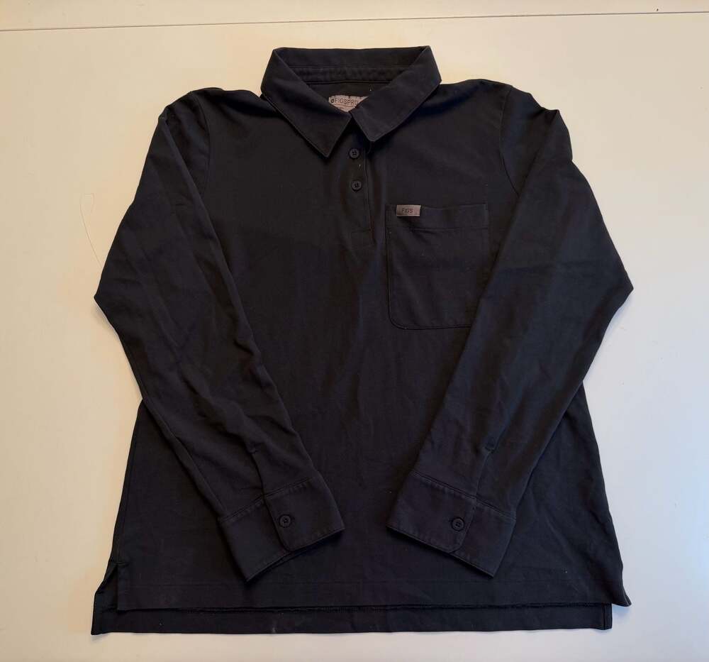 Figs Pima Cotton Long Sleeve Polo Shirt with Pocket